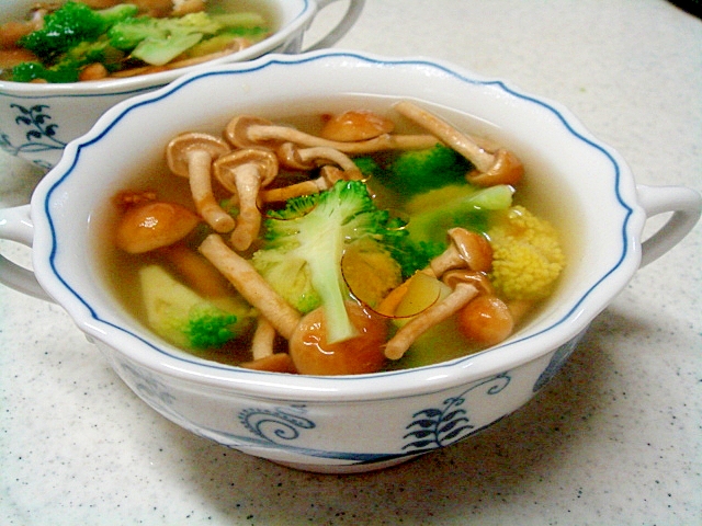 なめことブロッコリーの中華スープ