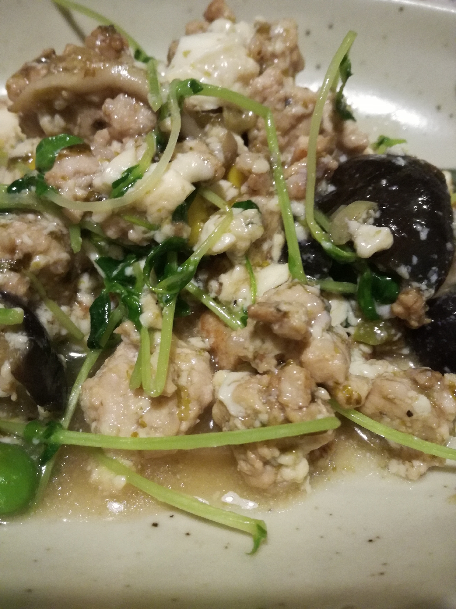 海苔の佃煮で、ひき肉豆腐！