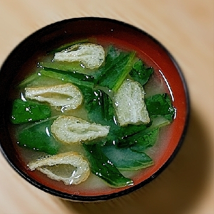 ほうれん草と油揚げの味噌汁（昆布だし・塩麹入り）