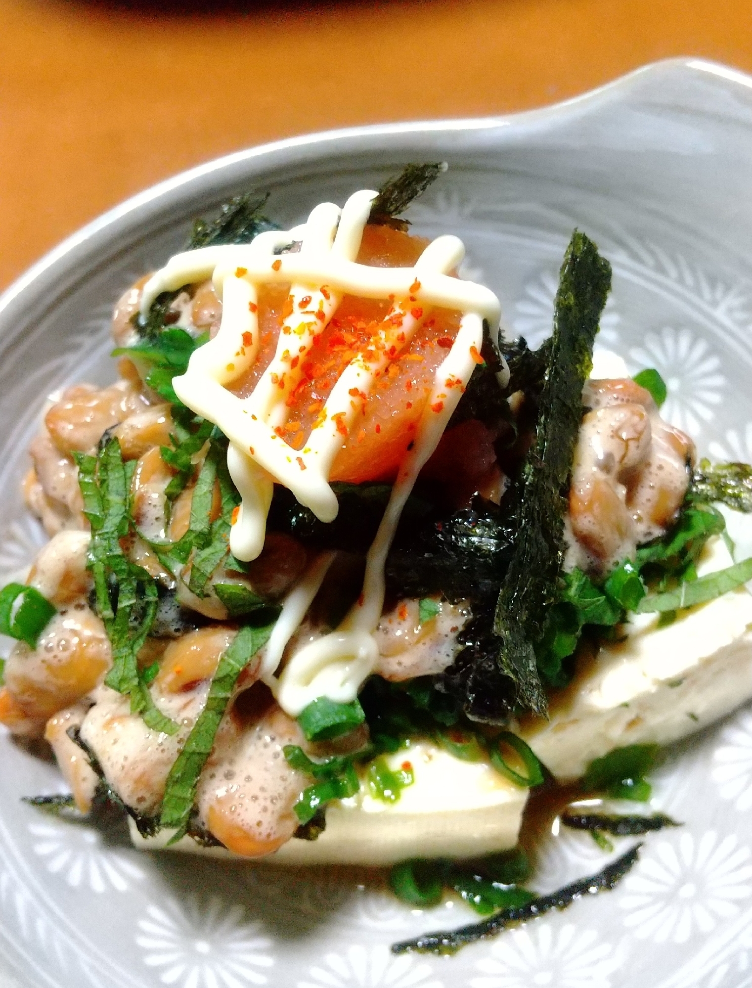 豆腐にプラス！納豆明太冷奴