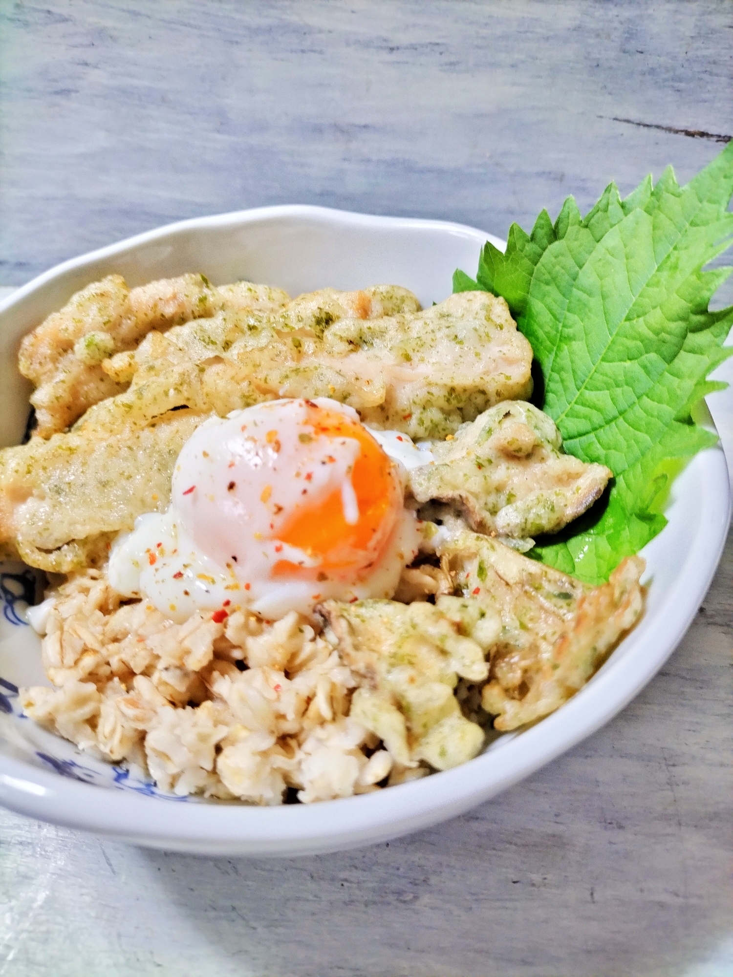 鶏天・椎茸天のリメイク✨オートミールで鶏天丼