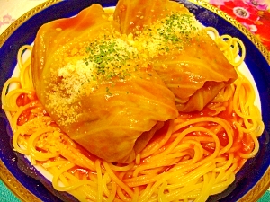 ロールキャベツのパスタ