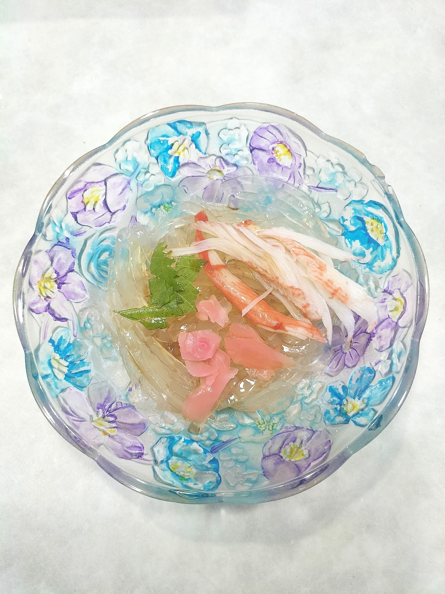 大人のカニカマと甘酢生姜のところてん