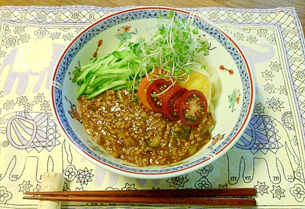 カレー坦々うどん  夏野菜で夏バテ解消!