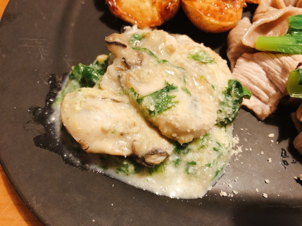 5分で簡単⭐牡蠣とわさび菜のクリーム煮