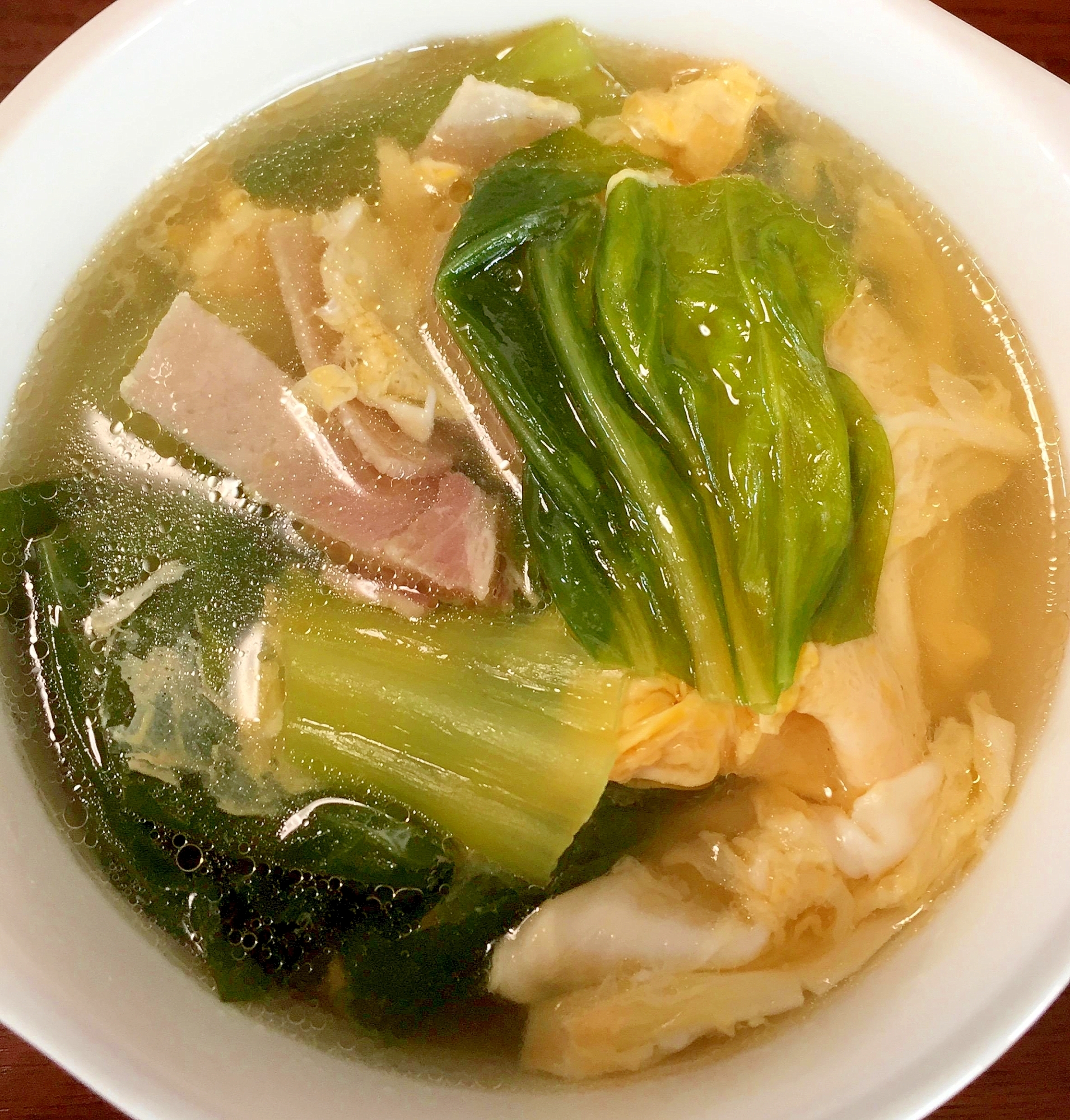 チンゲンサイとハムのあっさり簡単中華スープ