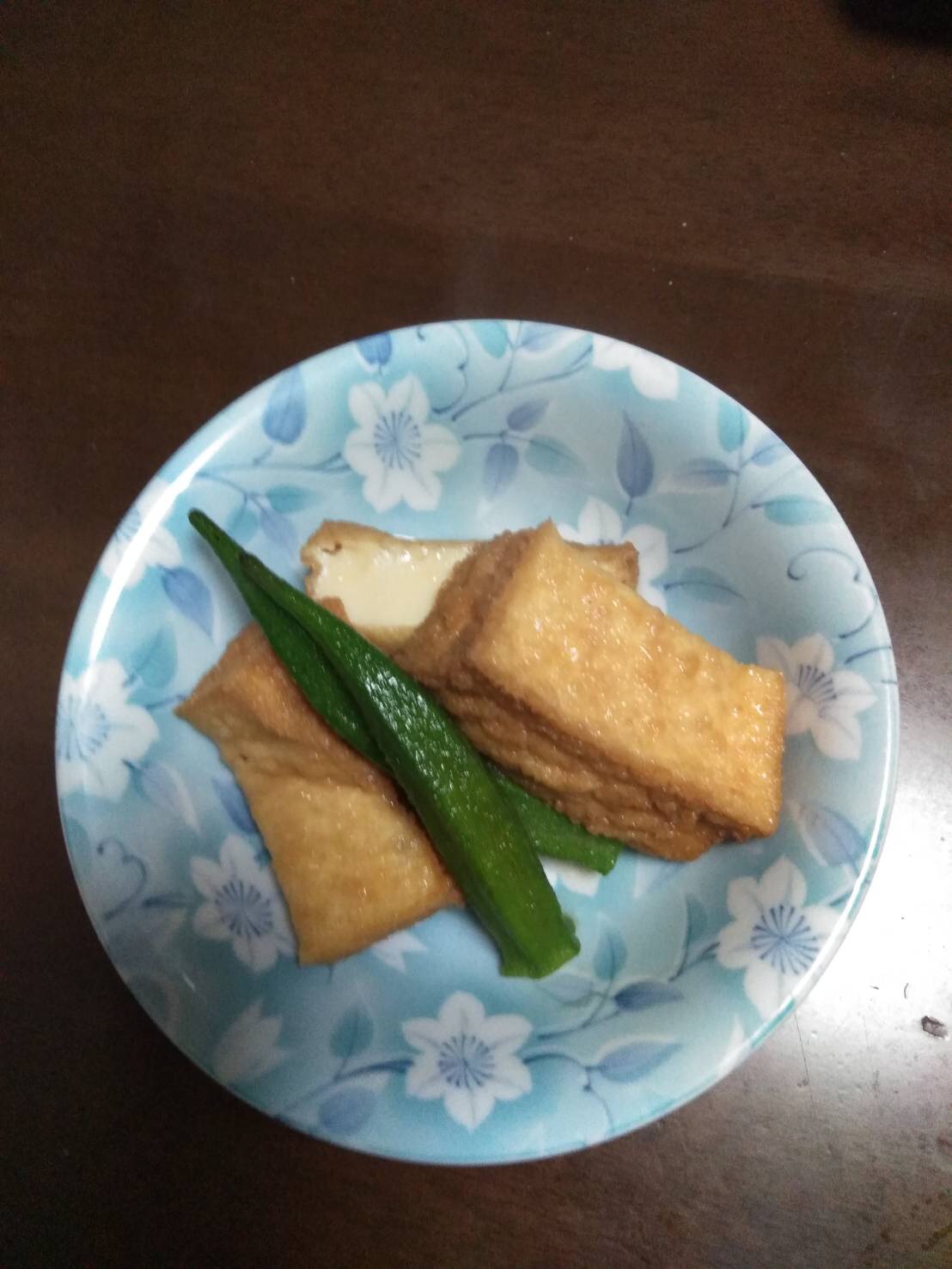 厚揚げとオクラの麺つゆ煮