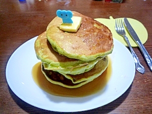 青汁粉と豆腐で健康ホットケーキ！