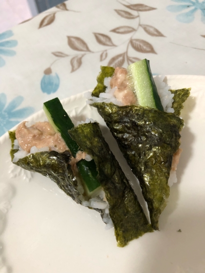 海苔を　小さく切りすぎてしまったようです。
美味しくいただきました。