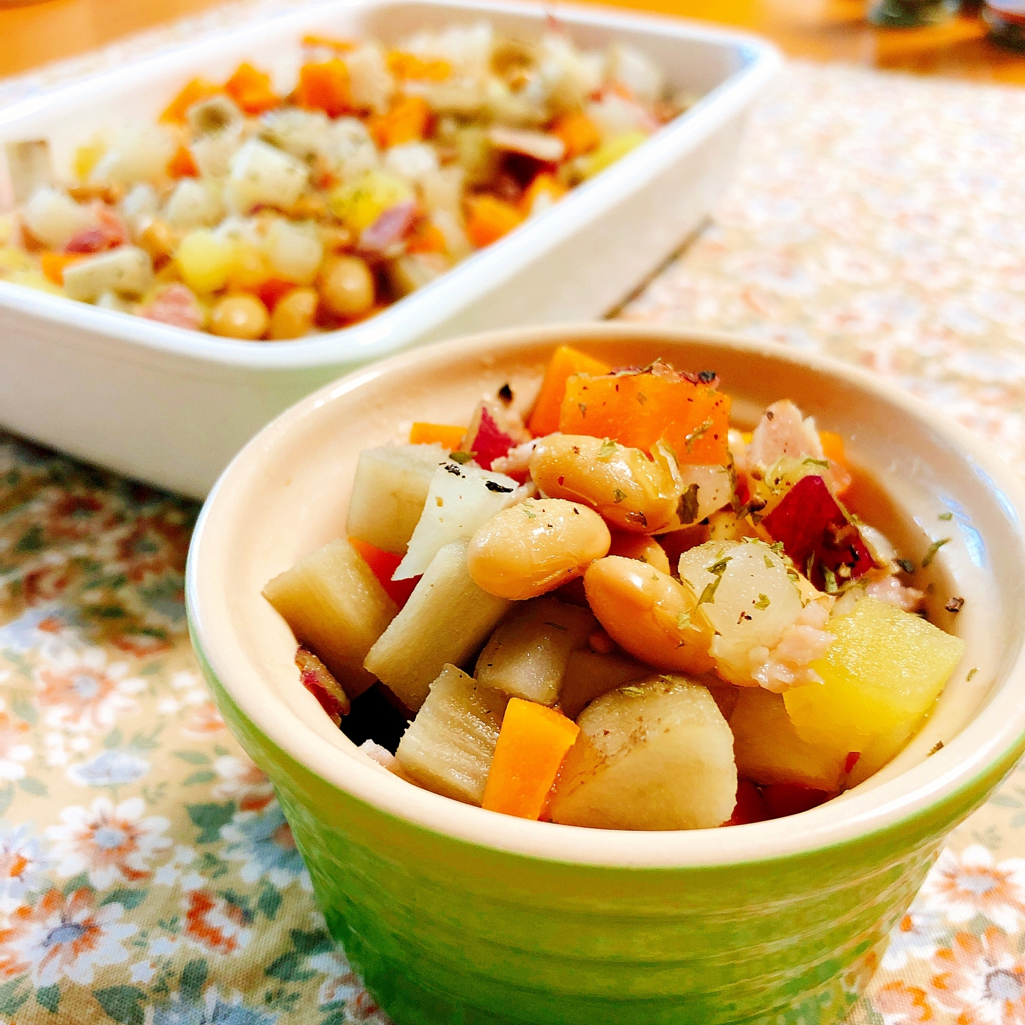 作り置き♡ベーコンと大豆と野菜の洋風スープ煮