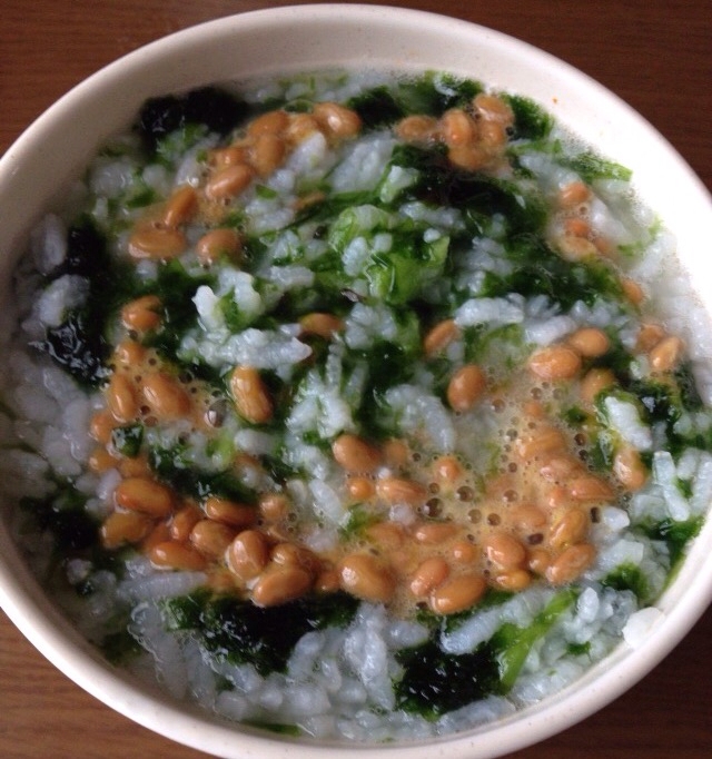生海苔と納豆のお粥