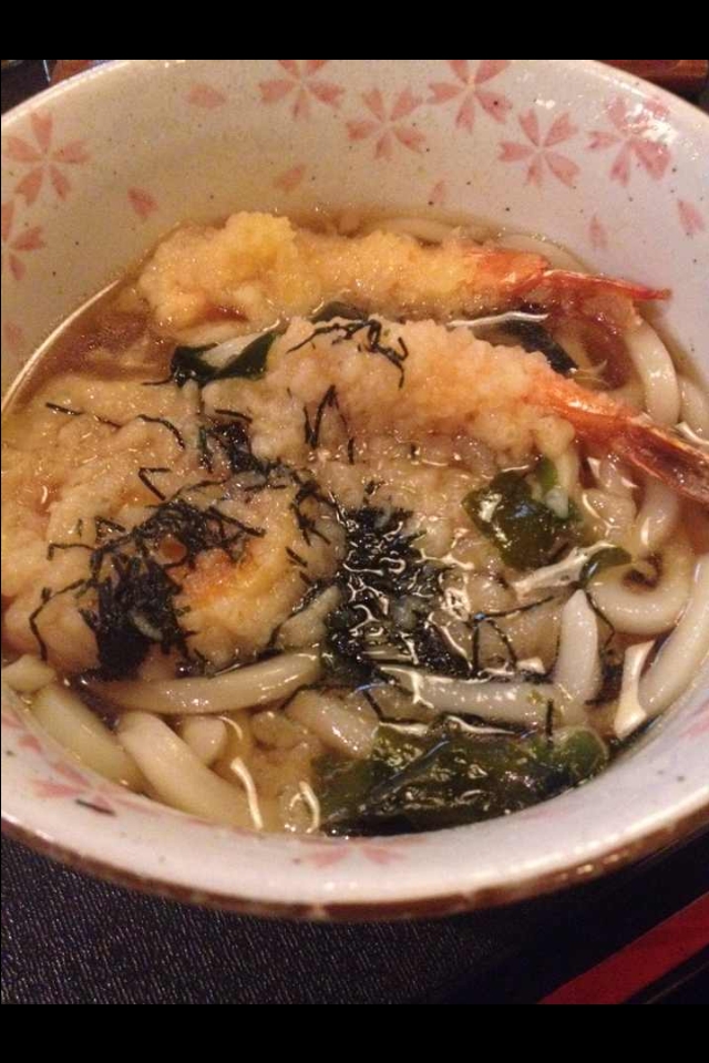 柚子胡椒風味の天ぷらわかめうどん