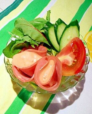 忙しい朝に野菜たっぷり♥ハムサラダ。 レシピ・作り方 by まめもにお