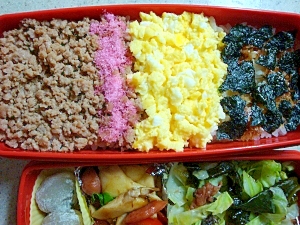 お弁当レシピ　4色そぼろご飯