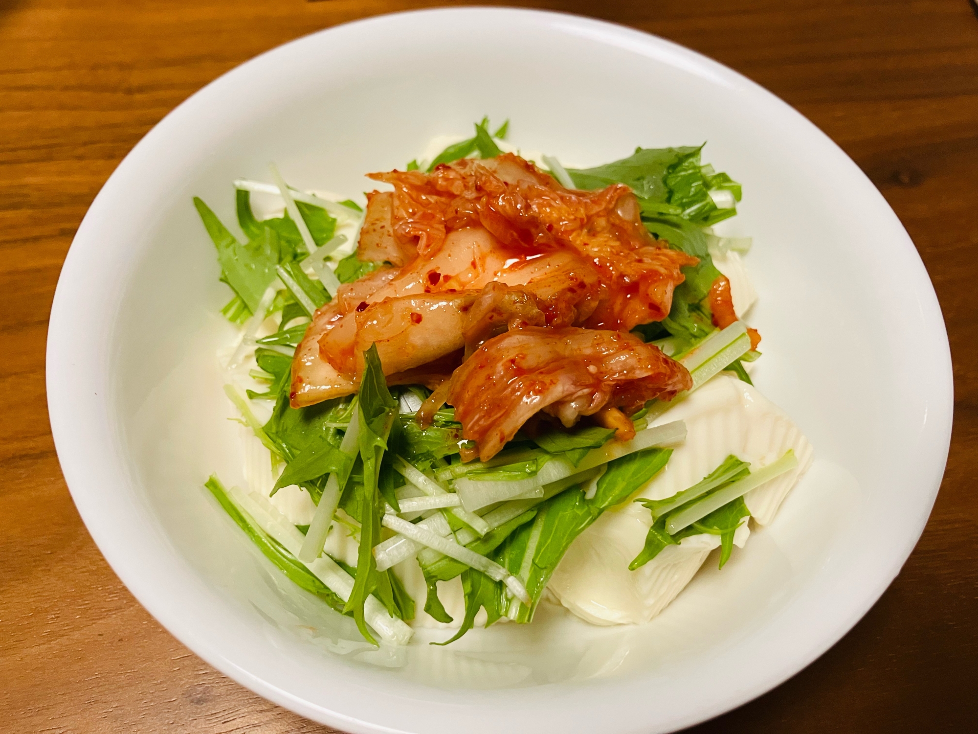 韓国風!水菜と豆腐のサラダ