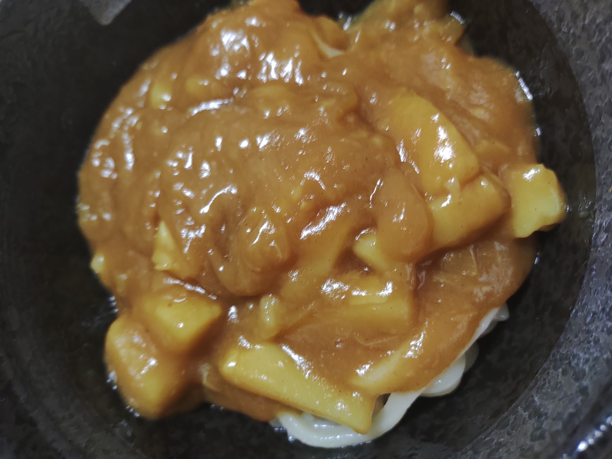 残りカレーで　カレーうどん