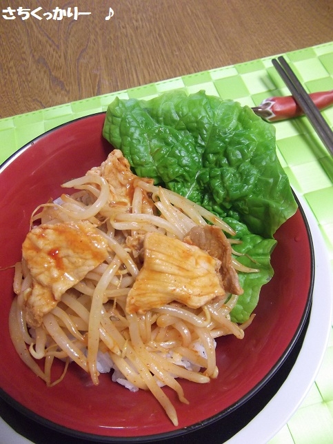 ノンオイル★韓国風★豚もやし丼