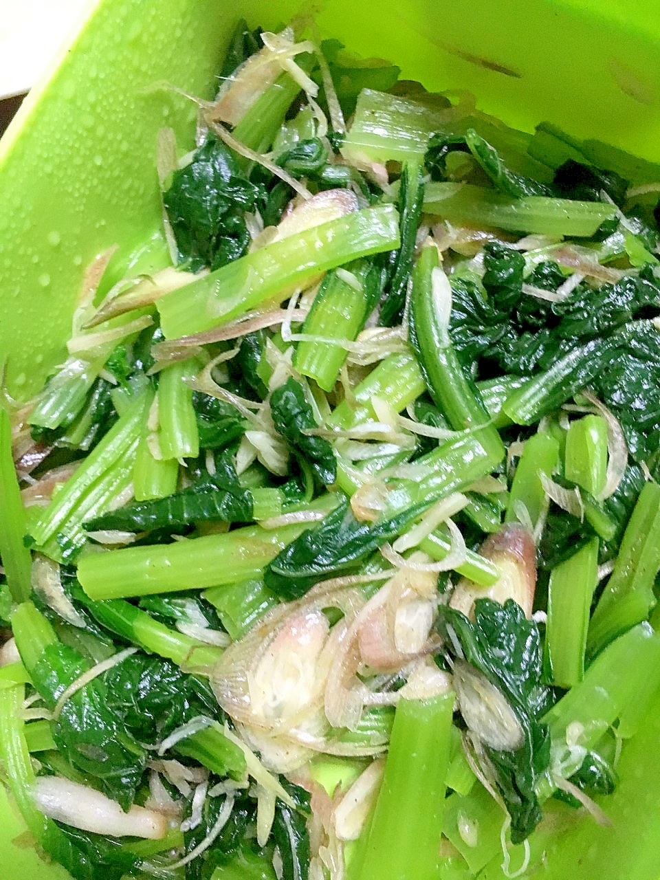 小松菜と茗荷のナムル