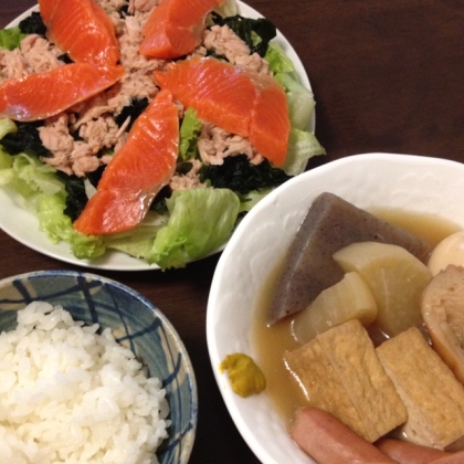 まだ暑いですが急におでんが食べたくなりました。大根に味がしゅんで美味しく出来ました！