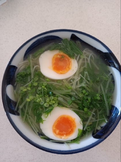 簡単時短な☆水菜と卵のすまし汁☆