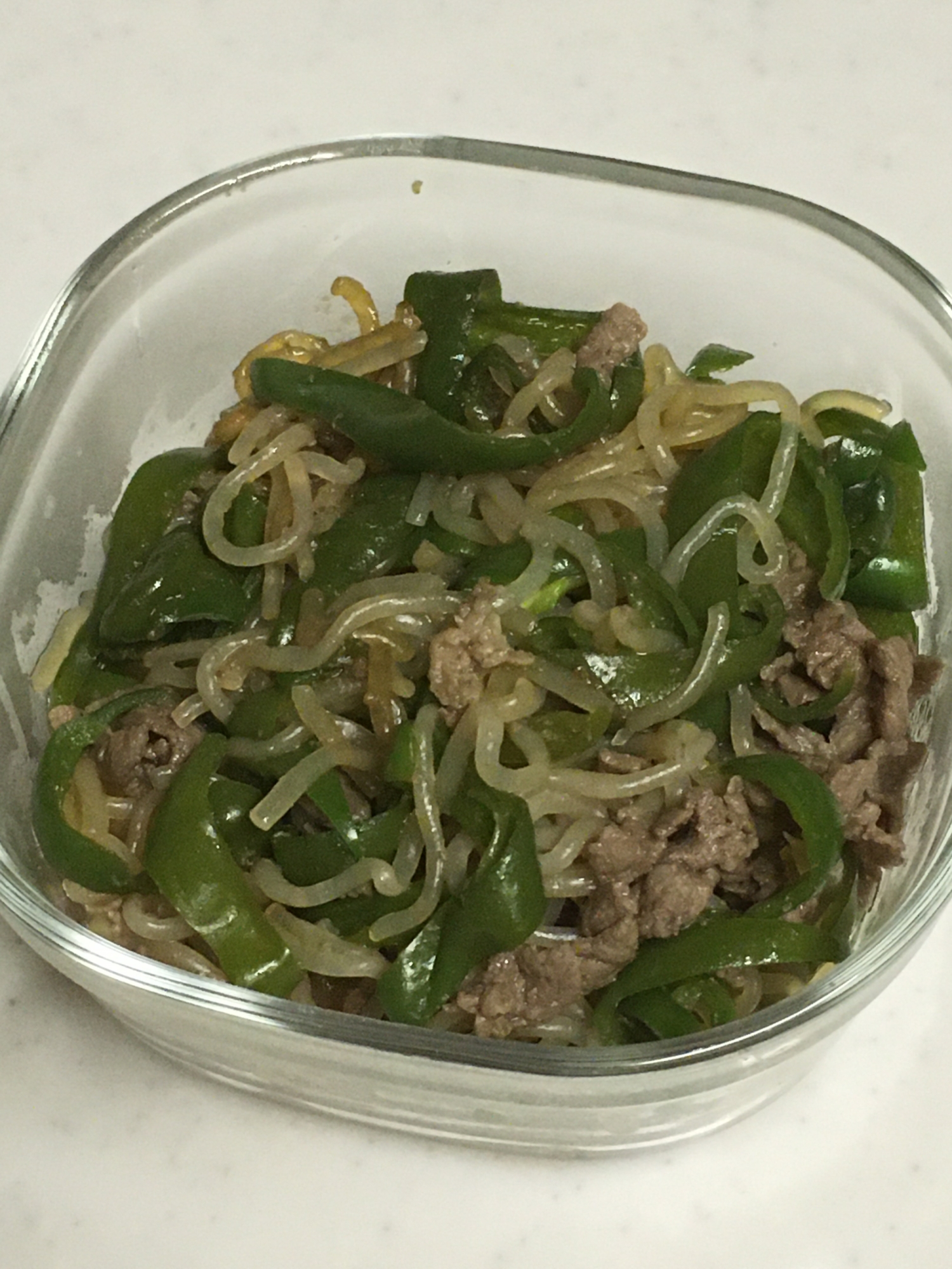 牛肉とピーマンとしらたきの甘辛煮♪