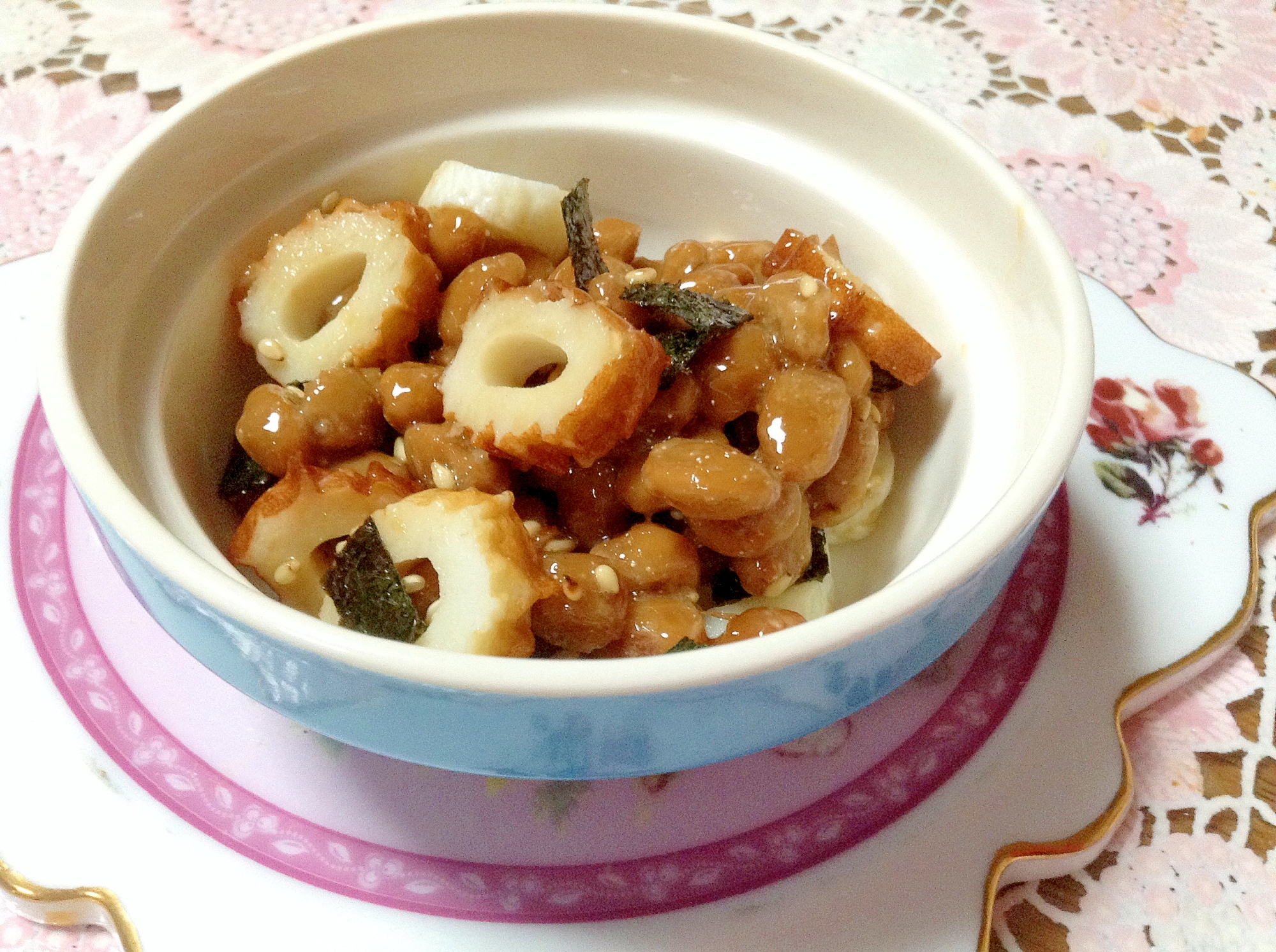 プルコギのタレで♡ちくわと海苔と胡麻の納豆