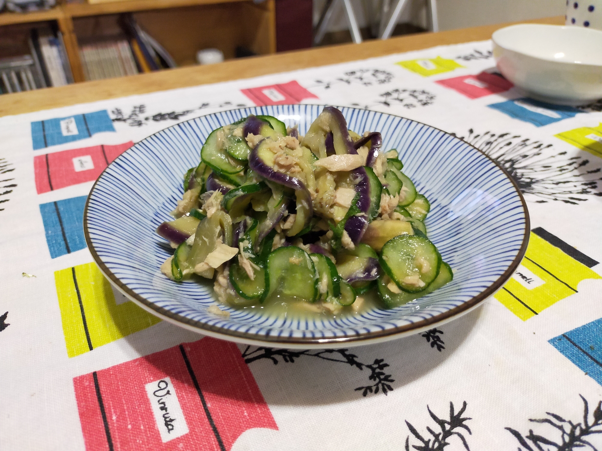 【 電子レンジ時短】ナスとキュウリの中華ポン酢あえ