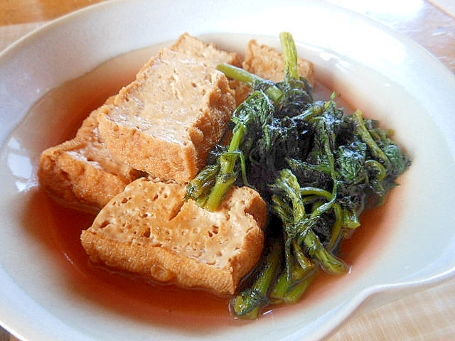 箸休めに~厚揚げと春菊の煮浸し