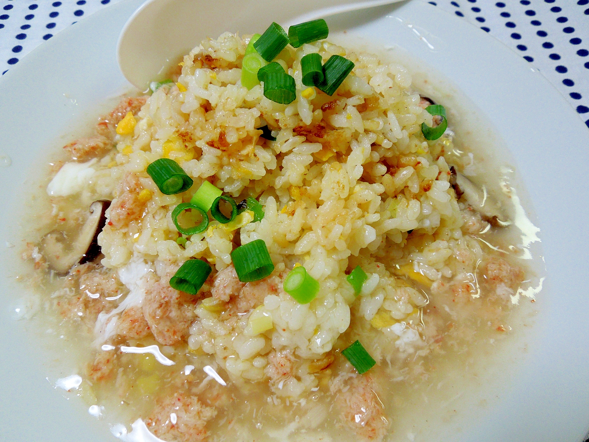 カニ缶で。とろ～りほろほろ♪カニあんかけチャーハン