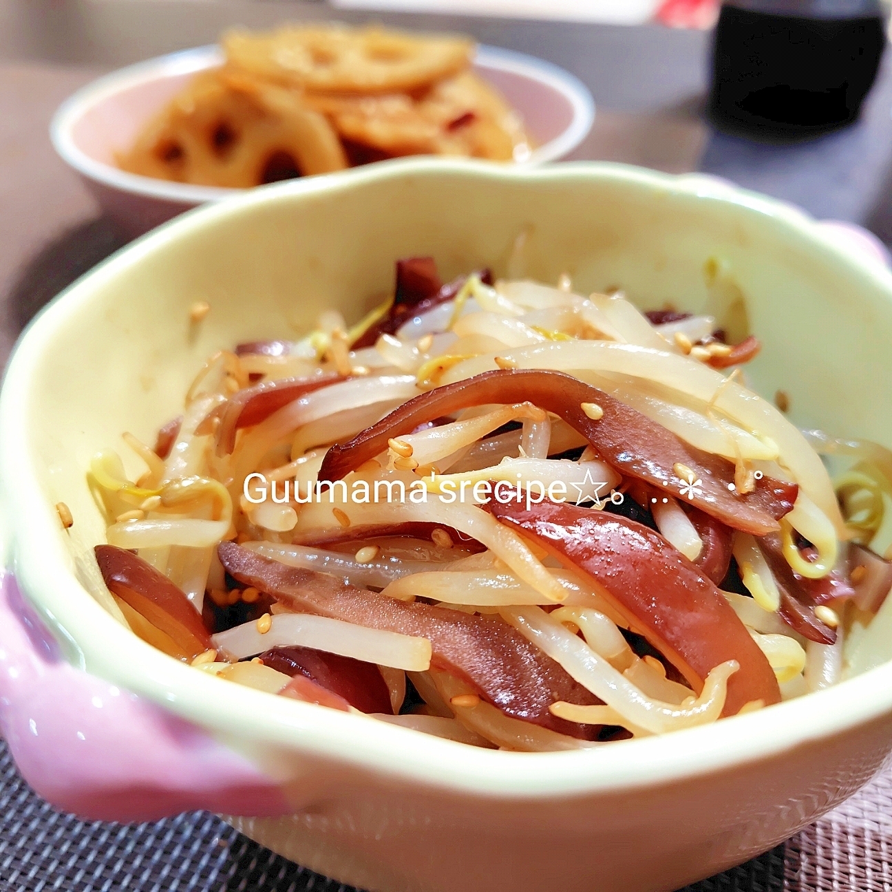 シャキコリ♡レンジで簡単♡もやしとキクラゲのナムル