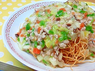 豚ひき肉＆みじん切り野菜の皿うどん