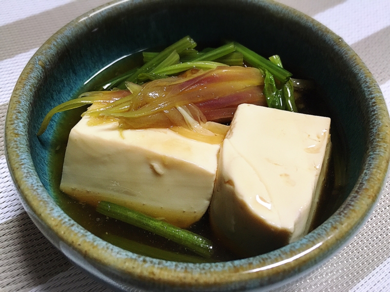 絹豆腐とほうれん草☆薬味トロトロ煮