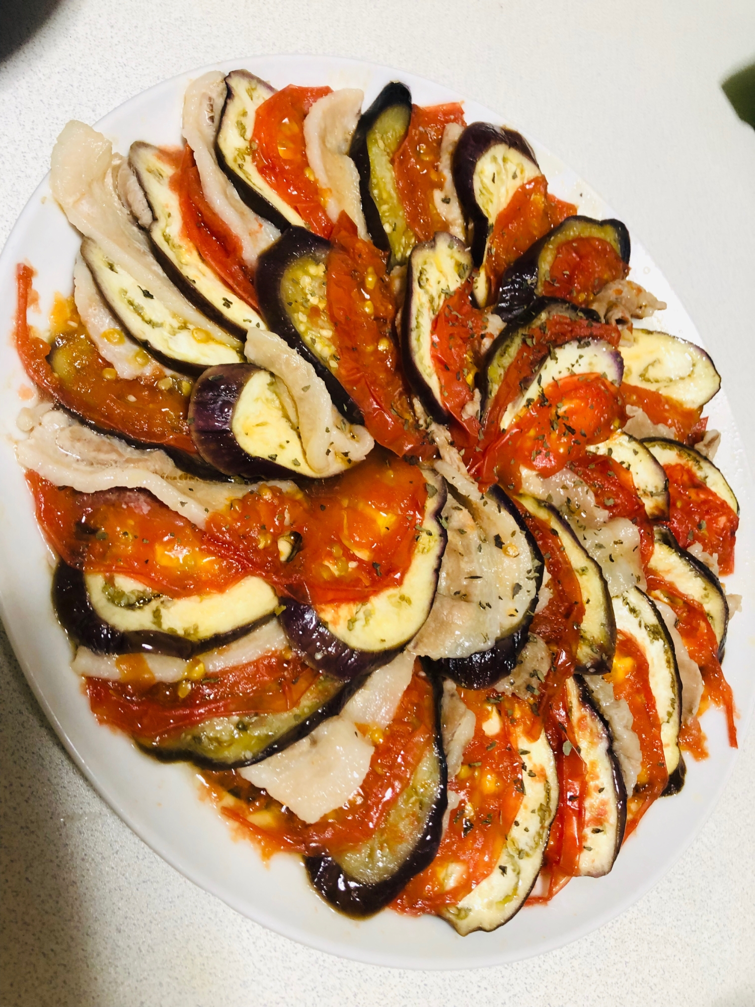 レンジで簡単 トマトとナスのミルフィーユ蒸し