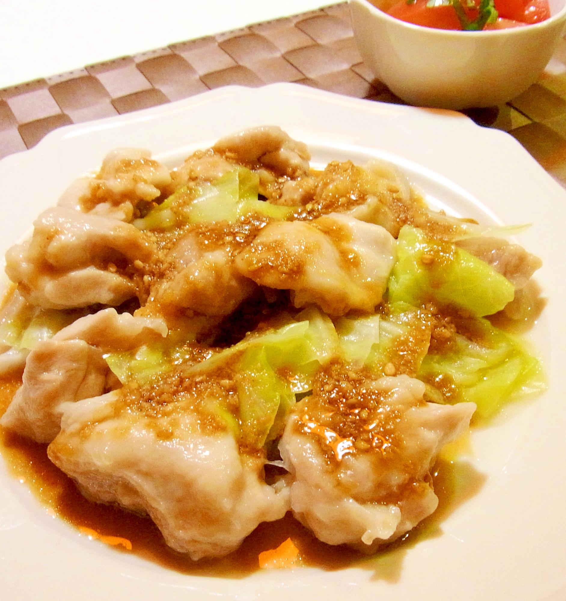 鶏肉ときゃべつのレンジ蒸し 中華ソース