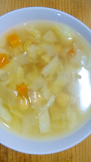 キャベツとひよこ豆のたっぷり野菜スープ