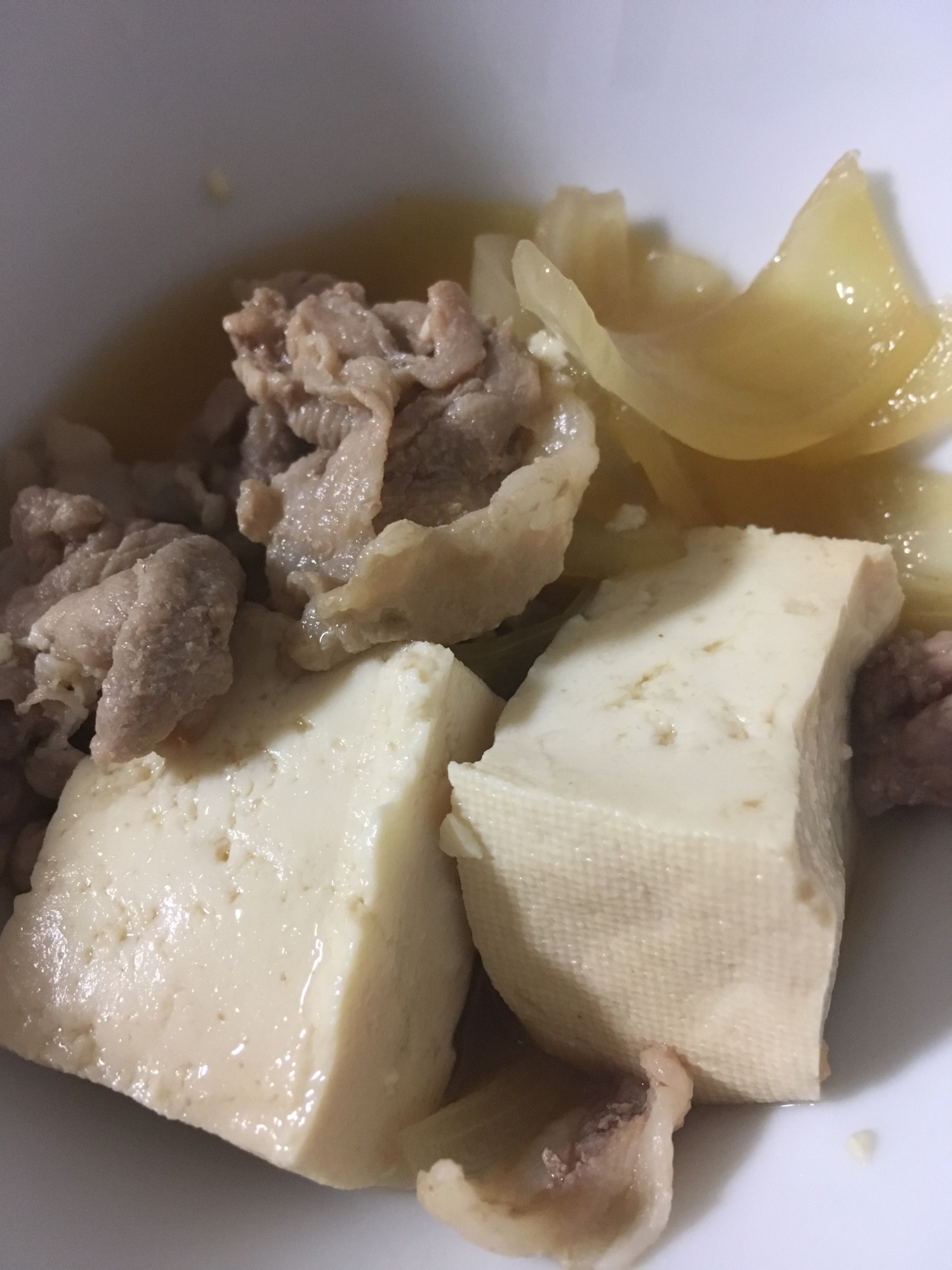 豚肉で肉豆腐