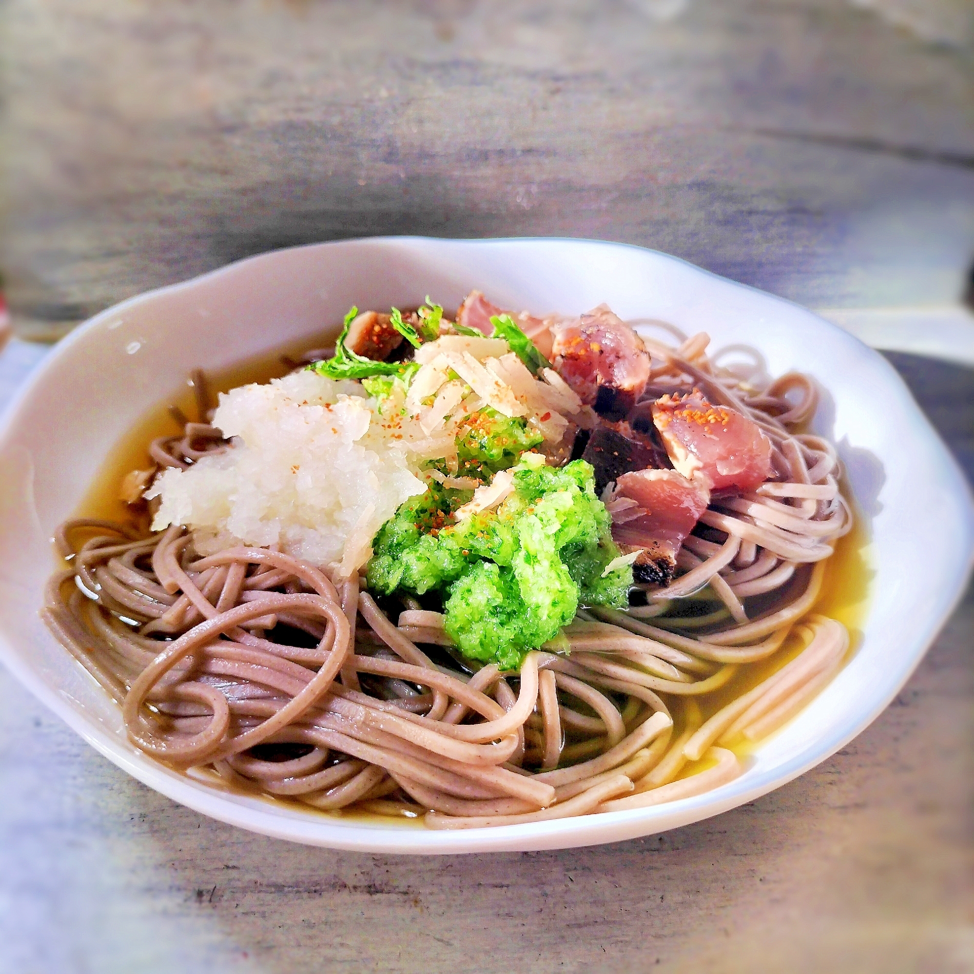 おろし胡瓜と鰹のぶっかけ蕎麦