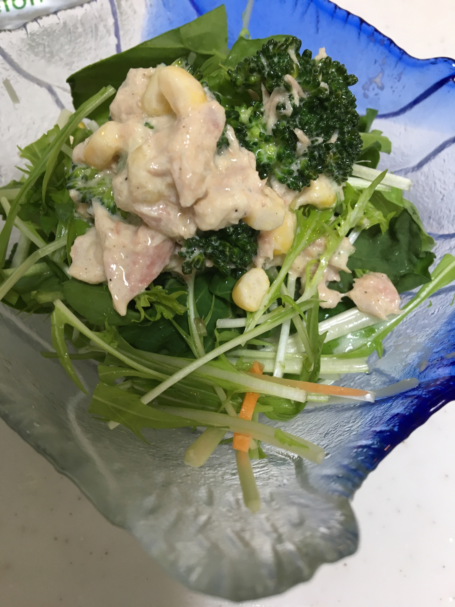 ツナとコーンとブロッコリーのマヨのせ☆水菜サラダ