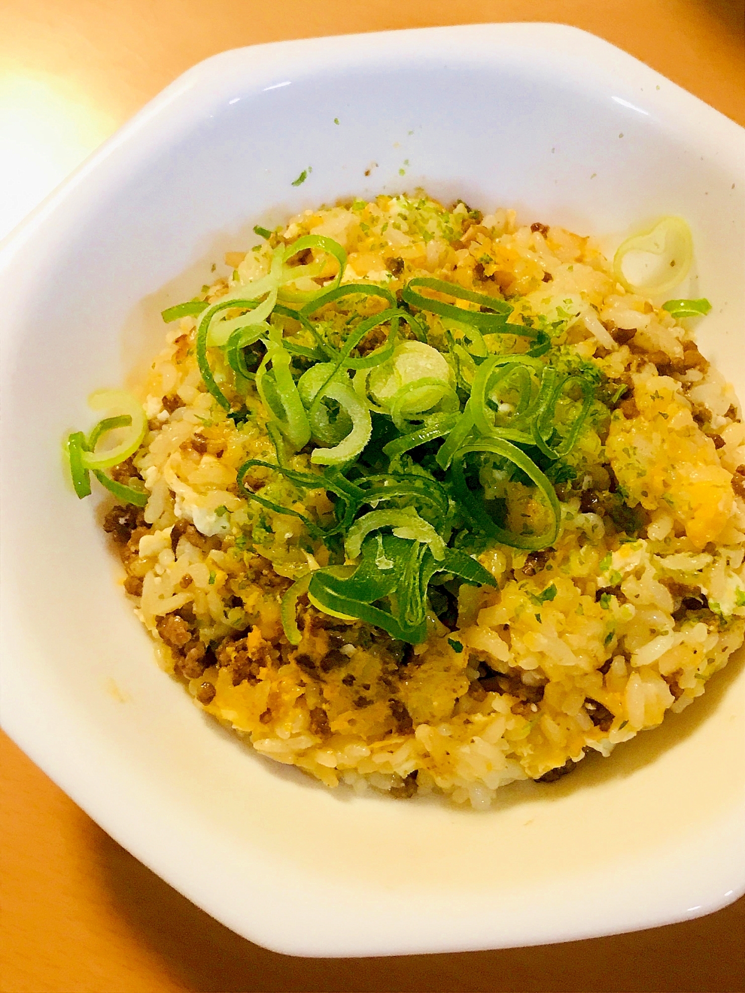 合い挽き肉のあまからそぼろのチャーハン