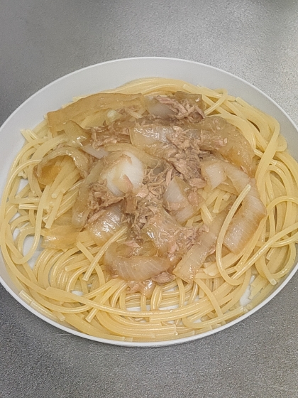 ツナとキャベツと玉ねぎのあっさりパスタ