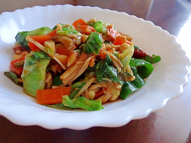 落花生こりこり♪野菜ピリ辛味噌炒め