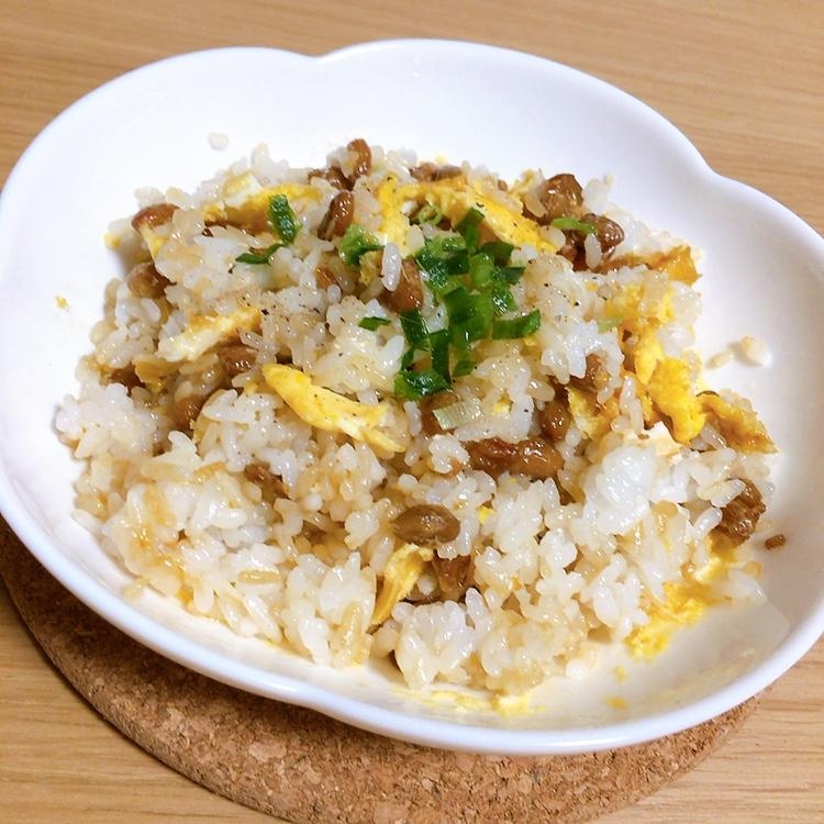 レンジで簡単！納豆チャーハン★*。