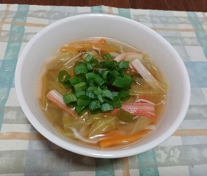 【お手伝いレシピ】☆キャベツとカニカマのスープ☆