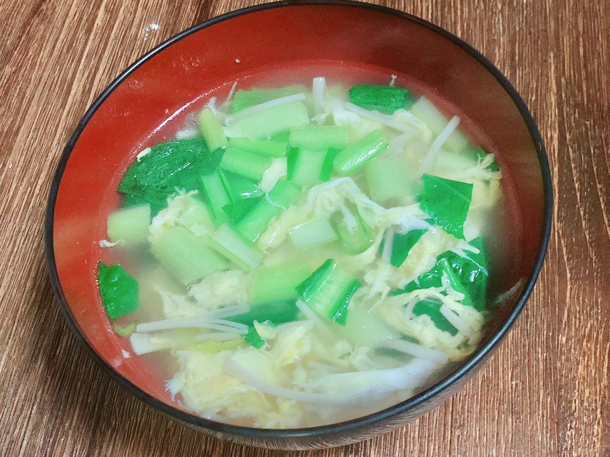 えのきと小松菜のかきたまスープ