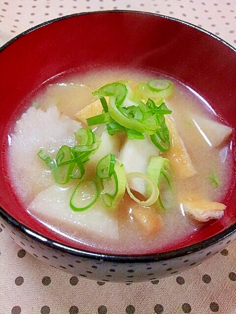 ✿里芋と油揚げとねぎのお味噌汁❤