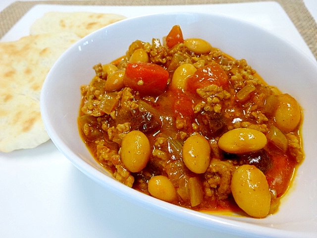 大豆とトマトのドライカレー