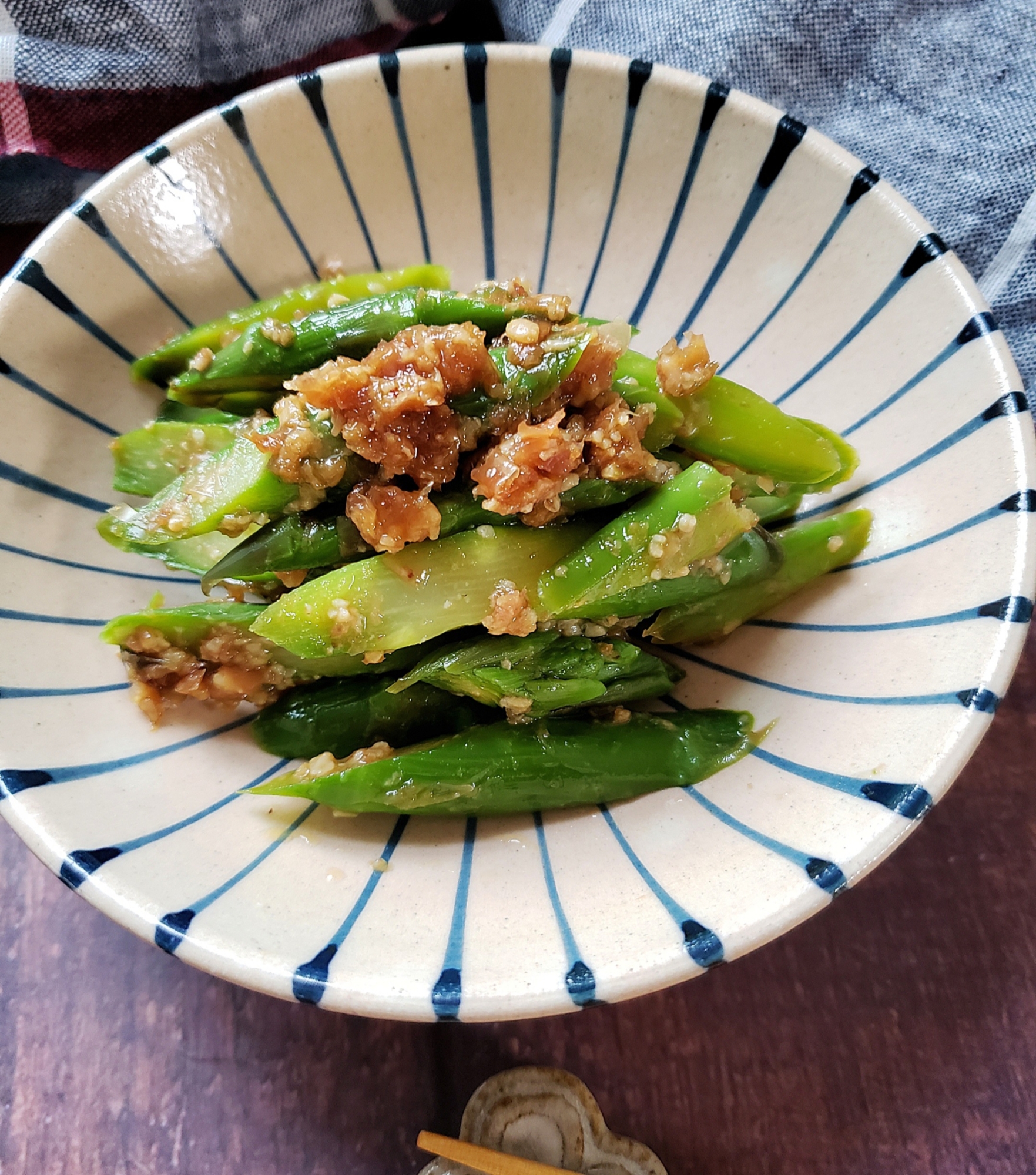 アスパラの醤油麹おかか和え