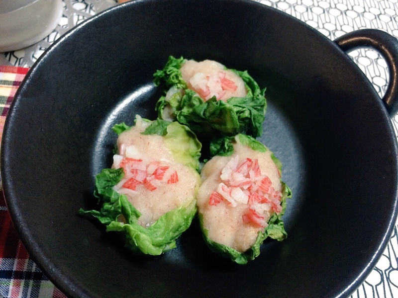 カニカマと白はんぺんの簡単レタス焼売