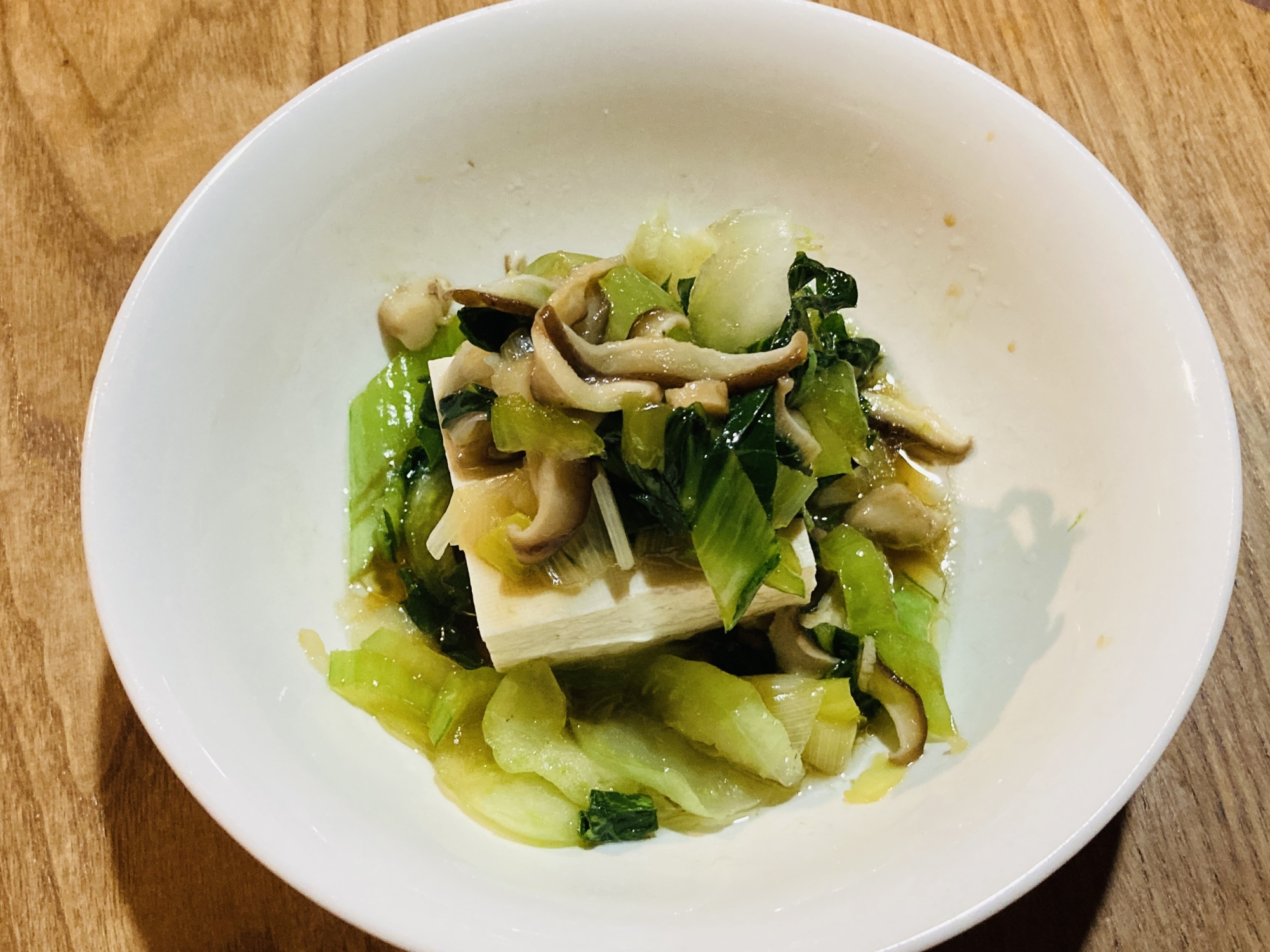 小松菜と椎茸の冷奴