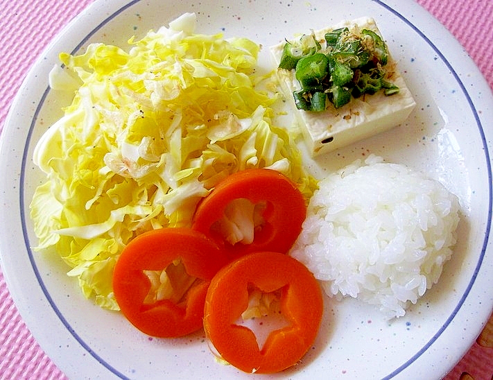 オクラ塩豆腐のダイエットワンプレート